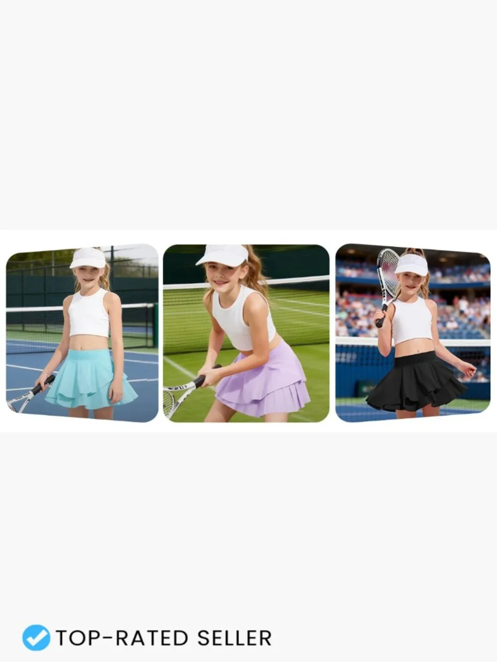 Double Layered Flowly Skorts Cute Tennis Dance Skirts for Active Girls